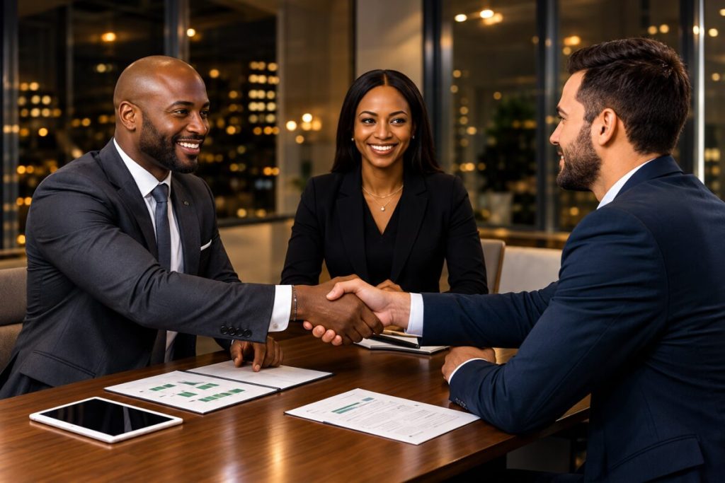 Client and consultants at the close of a successful certification project